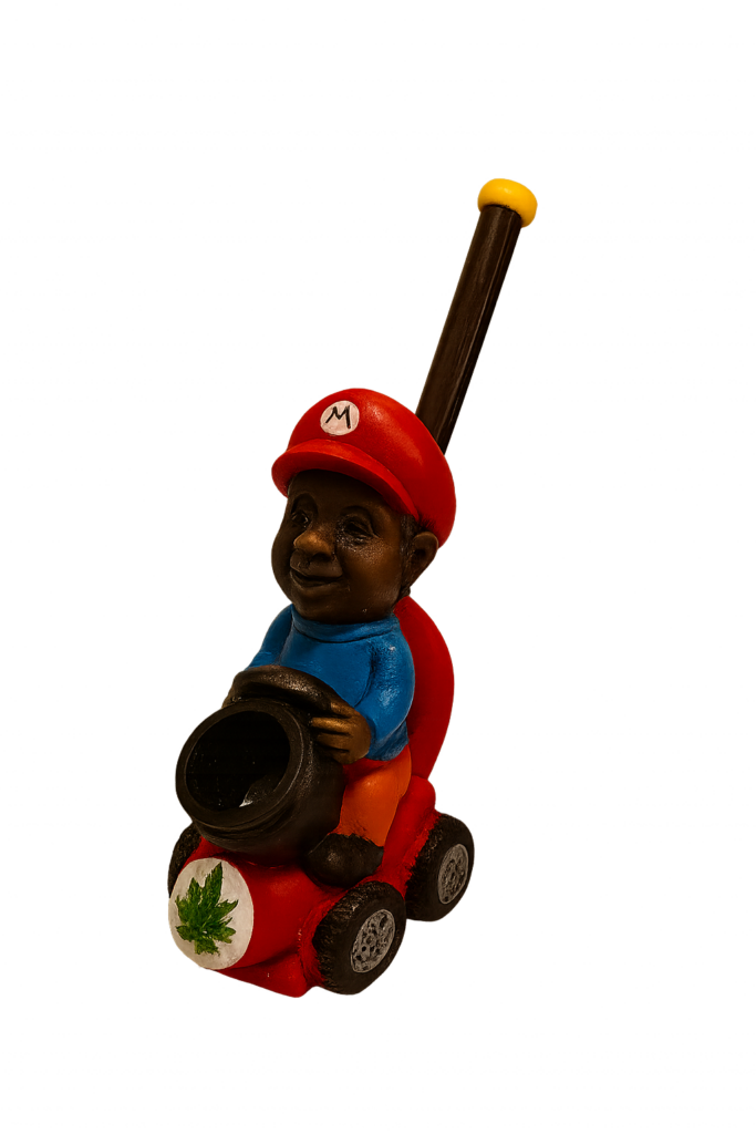 Epoksidinė pypkė Mario stiliaus su kanapių lapu ir dekoratyviniu dizainu – kolekcinis rūkymo aksesuaras