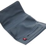 Tabakinė su magnetiniu užsegimu ir užtrauktuku – juoda audinio tabako piniginė atvira