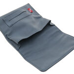 Tabakinė su magnetiniu užsegimu ir užtrauktuku – juoda audinio tabako piniginė atvira kita puse