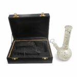 Stiklinė vandens pypkė „White Patterns“ su dovanų dėžute – 18 cm