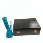 Stiklinė vandens pypkė „Blue Patterns“ su dovanų dėžute uždaryta, bongas