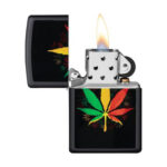 Zippo Matte Black Cannabis Design – Vėjui atsparus žiebtuvėlis