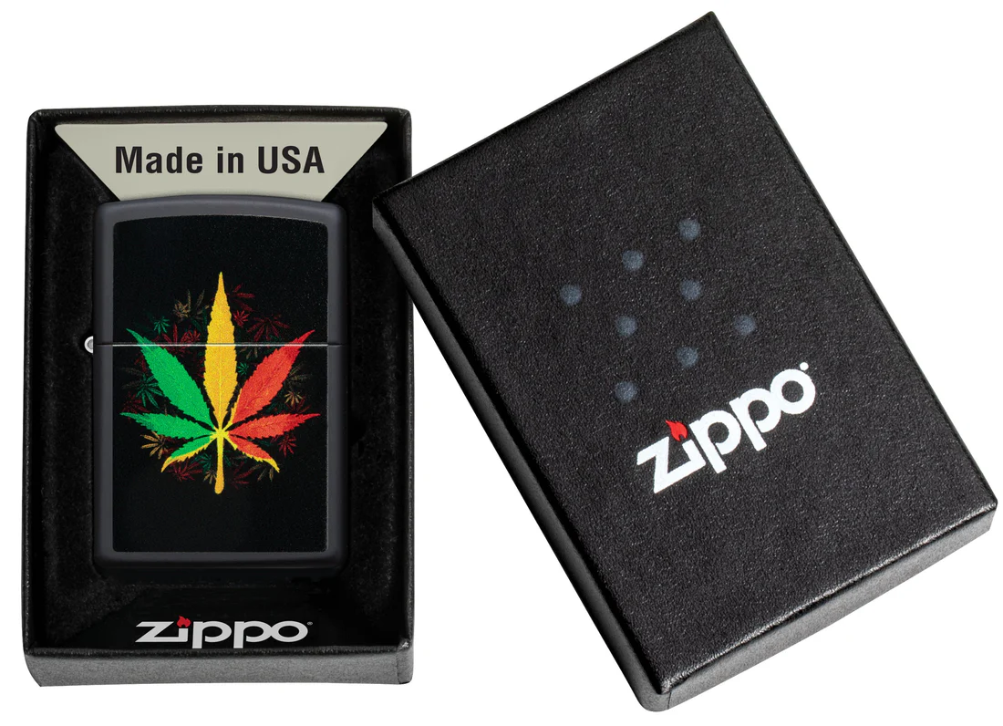 Zippo Rasta Cannabis – Metalinis žiebtuvėlis su dizainu