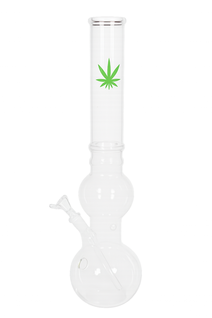 Stiklinis bongas 38 cm su žaliu simboliu